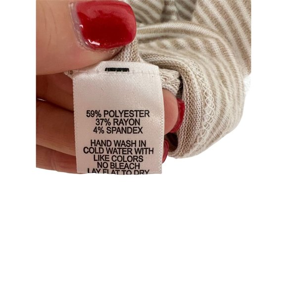 NWT Gibson Look Oatmeal/Ivory Striped Twisted Front Top Size XX - Picture 6 of 7